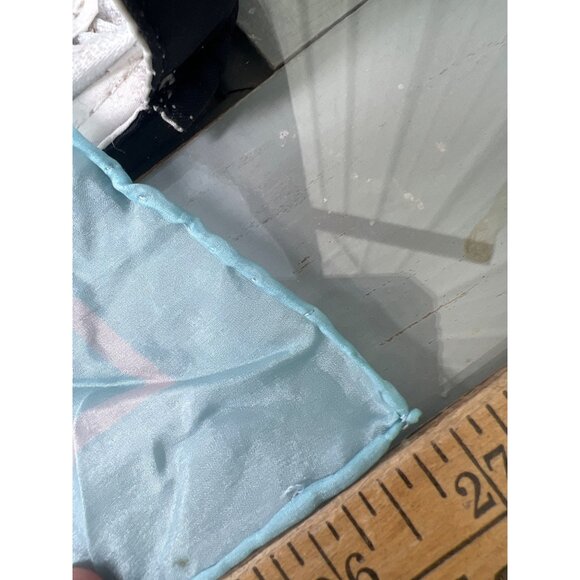 Floral Cosmos Print Sheer Square Scarf 27 Inches Light Blue Yellow Pink Light - Picture 4 of 4